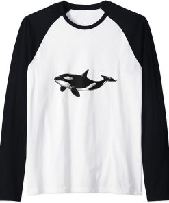 Orca whale, orca fish, sea creature fish t-shirt for men and women Raglan Baseball Tee