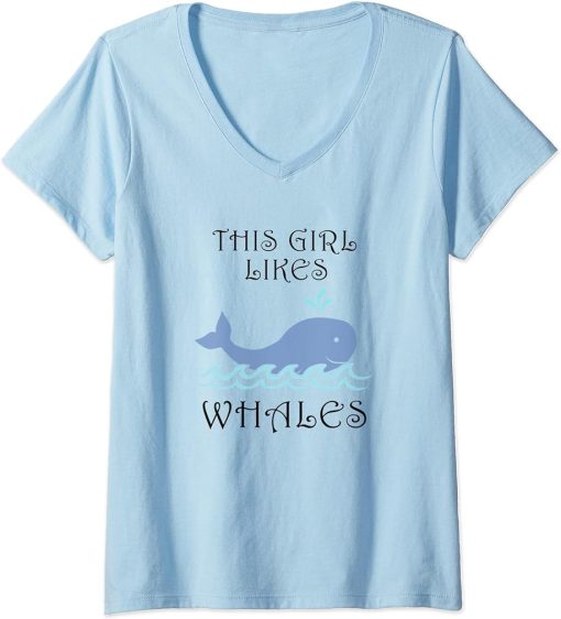 Womens Cute Whale Nature Orca Sea Animal V-Neck T-Shirt