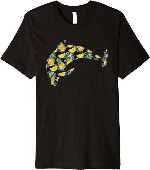 Pineapple Hawaiian Dolphin Women Men Print Beluga Girl Gift Premium T-Shirt