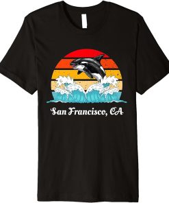 Vintage San Francisco CA Distressed Orca Killer Whale Art Premium T-Shirt