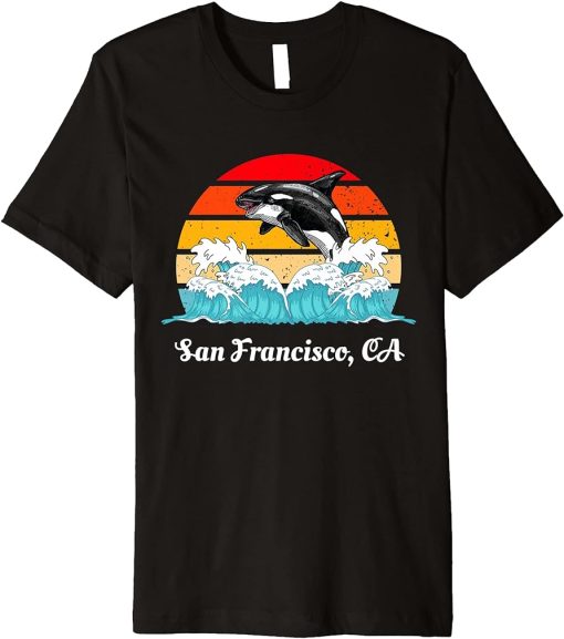 Vintage San Francisco CA Distressed Orca Killer Whale Art Premium T-Shirt