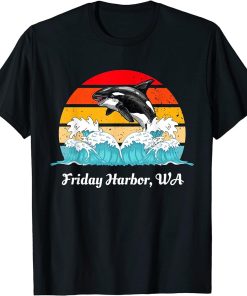 Vintage Friday-Harbor WA Distressed Orca Killer Whale Art T-Shirt