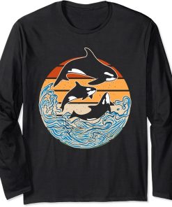 Vintage Sea Animals Killer Whale Orca for Aquarist Divers Long Sleeve T-Shirt